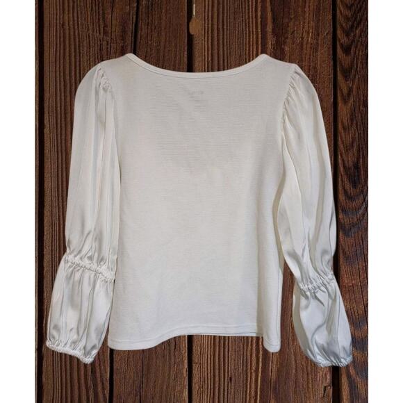 Anthropologie Maeve Ribbed Tiered Sleeve Top Puff Sleeve Small - Picture 3 of 4